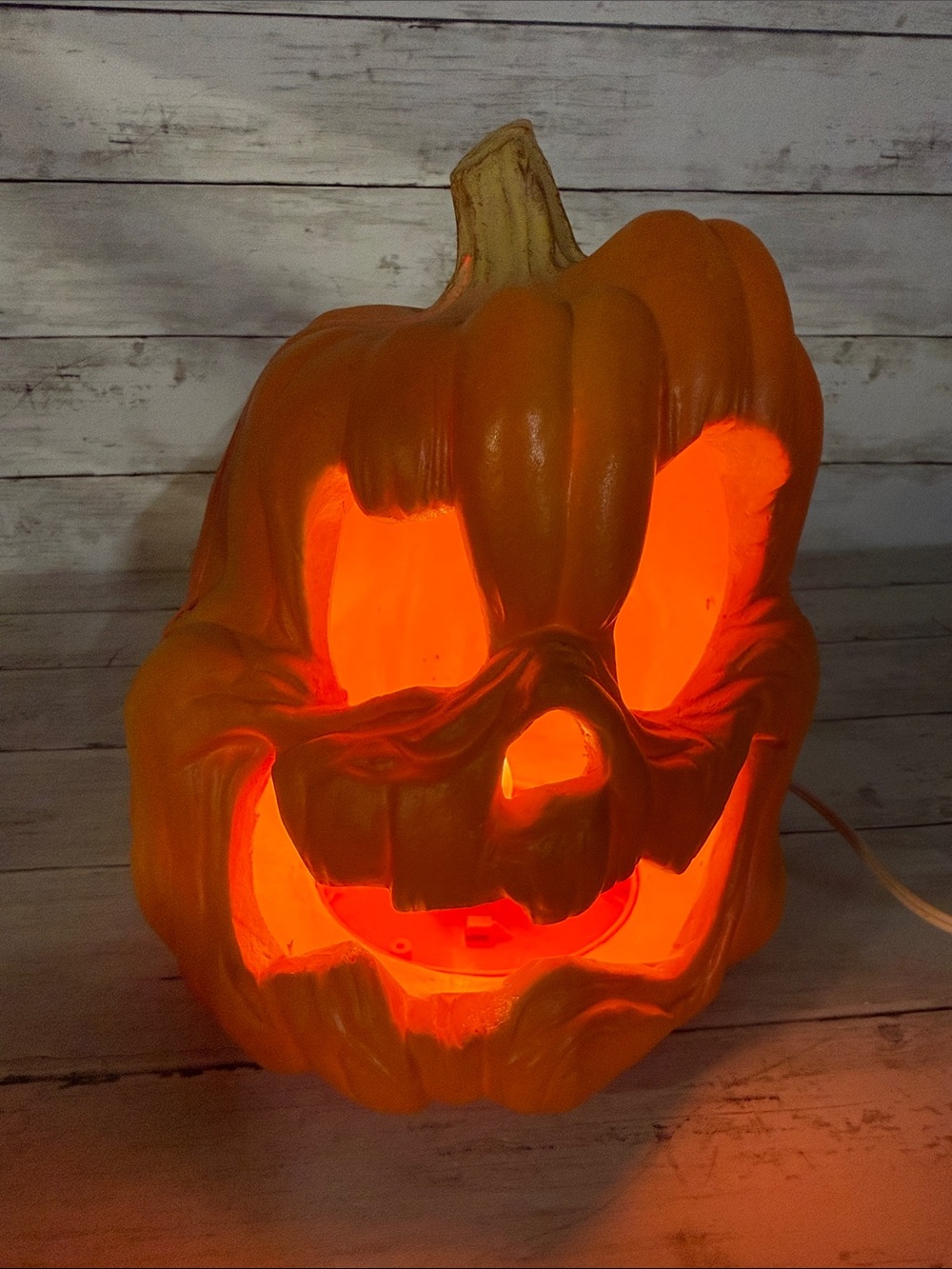 Pumpkin Jack o Lantern lighted Halloween decor 1985 Trendmasters foam mold